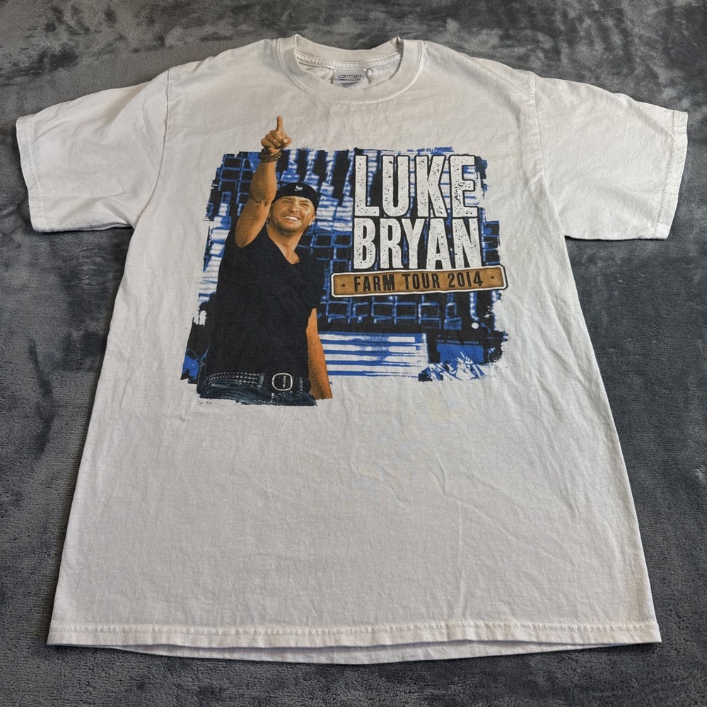 Vintage 2014 Port & Company Luke Bryan Farm Tour Country Concert T-Shirt Medium